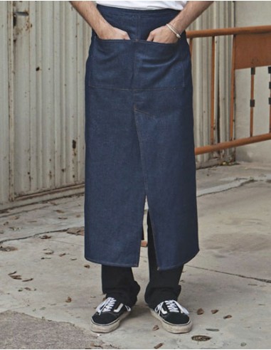 LIN-FS100100SPJNS-Jeans Bistro Apron With Split